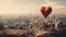 heart in the sky heart in the field heart shaped balloon generative AI