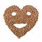 Heart with smiling face from buckwheat