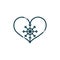 Heart snowflake happy christmas line icon