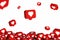 Heart social media icon falling in white background