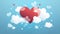 A heart with some clouds and hearts floating in the sky, AI