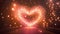 Heart sparkling lights. Gold background bokeh lights heart soft, heart background colorful cute, heart bokeh light