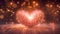 Heart sparkling lights. Gold background bokeh lights heart soft, heart background colorful cute, heart bokeh light