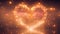 Heart sparkling lights. Gold background bokeh lights heart soft, heart background colorful cute, heart bokeh light