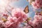 In the Heart of Spring, A Dreamy Sakura Garden with Graceful Butterflies and Sunlit Serenity