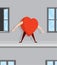 Heart standing on a building ledge