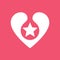 Heart with star inside. Vector design element, label or badge.