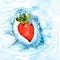 Heart from strawberry dropped into water