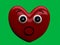 Heart with a surprised face expression with a chrome key background