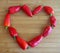 Heart of Sweet Red Peppers on Cutting Board