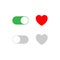 Heart switch button. Turn on and turn off the heart. Love, filling, relationship concept. Heart icon vector. Isolated vector