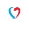 Heart symbol created with two arrows, conceptual vector logo iso