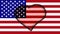 Heart symbol depicted on the flag of the United States of America