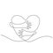 Heart symbol with hand embrace line drawing. Minimal contour line art. Good for sign and symbol of love and wedding