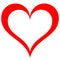 Heart symbol icon - red simple outlined, isolated - vector