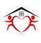 Heart team people, home vector logo