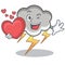 With heart thunder cloud character cartoon