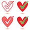 Heart & Tick Icon Set