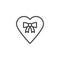 Heart tied with ribbon bow line icon