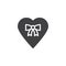 Heart tied with ribbon bow vector icon