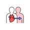 Heart transplant color line icon. Eating show. Autonomous sensory meridian response, sound waves as a symbol of enjoying