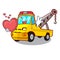 With heart transportation on truck towing cartoon car