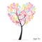 Heart tree with colorful finger prints vector