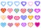 Heart tunnel icons set cartoon . Romantic hippie