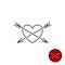 Heart with two arrows black outline style logo