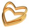 Heart with two connected gold wedding rings isolated