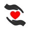 Heart between two hands icon. Vector illustration for logo charity, charitable organization, help and love symbol