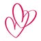 Heart two love sign. Icon on white background. Romantic symbol linked, join, passion and wedding. Template for t shirt