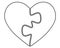 Heart from two puzzles - vector linear picture for coloring - a symbol of two halves. Love and Monogamous traditional relationship