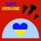 Heart in Ukrainian colors under the dome of protection from hostilities. Shells and bombs are flying into Ukraine. Save