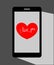 Heart Valentine on the mobile phone screen