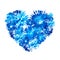 Heart Valentine`s day love funny beautiful delicate pattern watercolor blue flowers cornflower