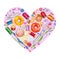Heart from various watercolor sewing tools. Sewing kit