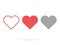 Heart vector collection. Love symbol icon set. Like buttons active and done. UI Ux design elements for website design.