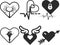 Heart vector icon, Love icon, love lock, heartbeat icon, Heart Love black vector icon set.