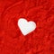 Heart on a vibrant red soft dusty background. Valentine love aesthetic design