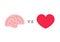 Heart vs brain, logic and feel choice concept, flat style icons vector illustration