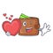 With heart wallet mascot cartoon style