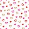 Heart wallpaper. Hand drawn hearts seamless pattern. Valentines day wrapping paper. Bright doodle heart confetti