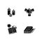 Heart-warming style black glyph icons set on white space