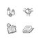 Heart-warming style linear icons set