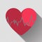 Heart wave,Heart red pulse icon,check cardiology on black background