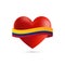 Heart with waving Colombia flag. Vector illustration.