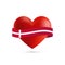 Heart with waving Denmark flag. Vector illustration.