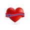 Heart with waving Norway flag. Vector illustration.