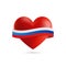 Heart with waving Russia flag. Vector illustration.